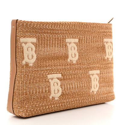 Burberry Raffia TB Duncan Pouch Natural Beige 3 of 7