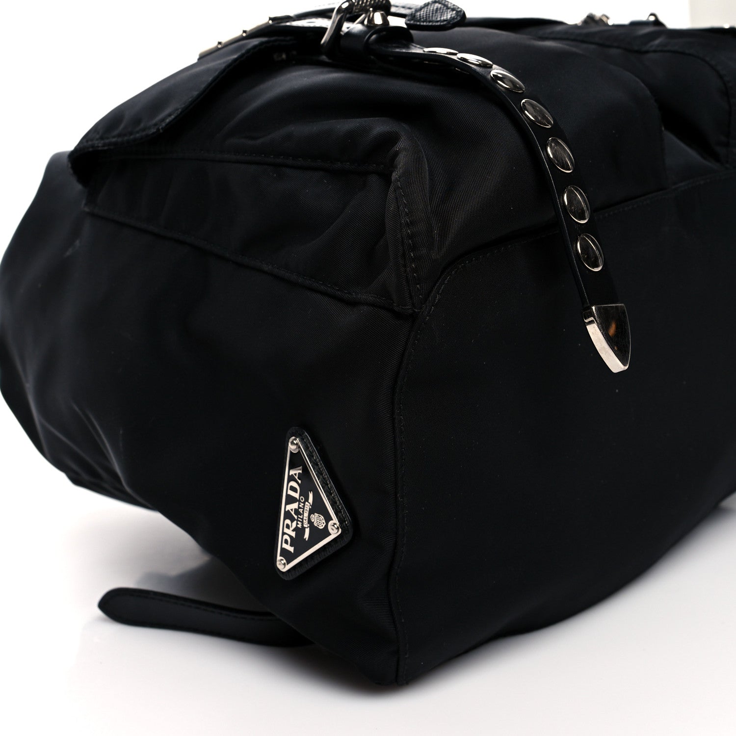 Prada Nylon New Vela Studded Backpack Black 7 of 11