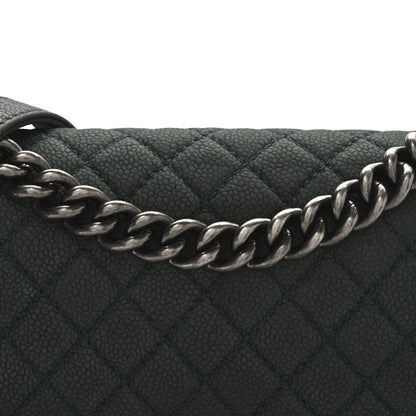 Chanel Iridescent Caviar Quilted Medium Boy Flap Dark Green 8 of 10