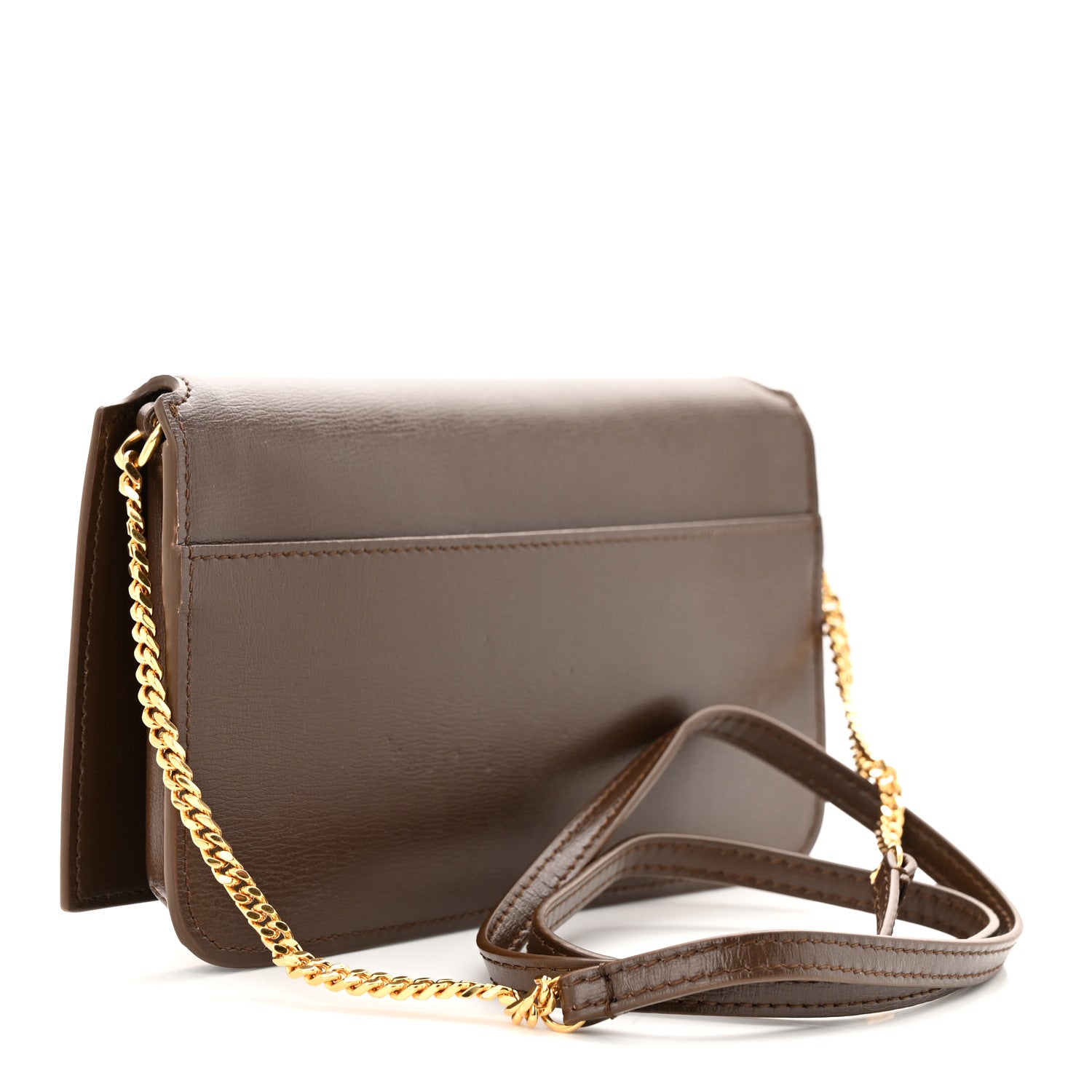 Saint Laurent Smooth Calfskin Monogram Phone Holder Crossbody Green Hunting 3 of 10