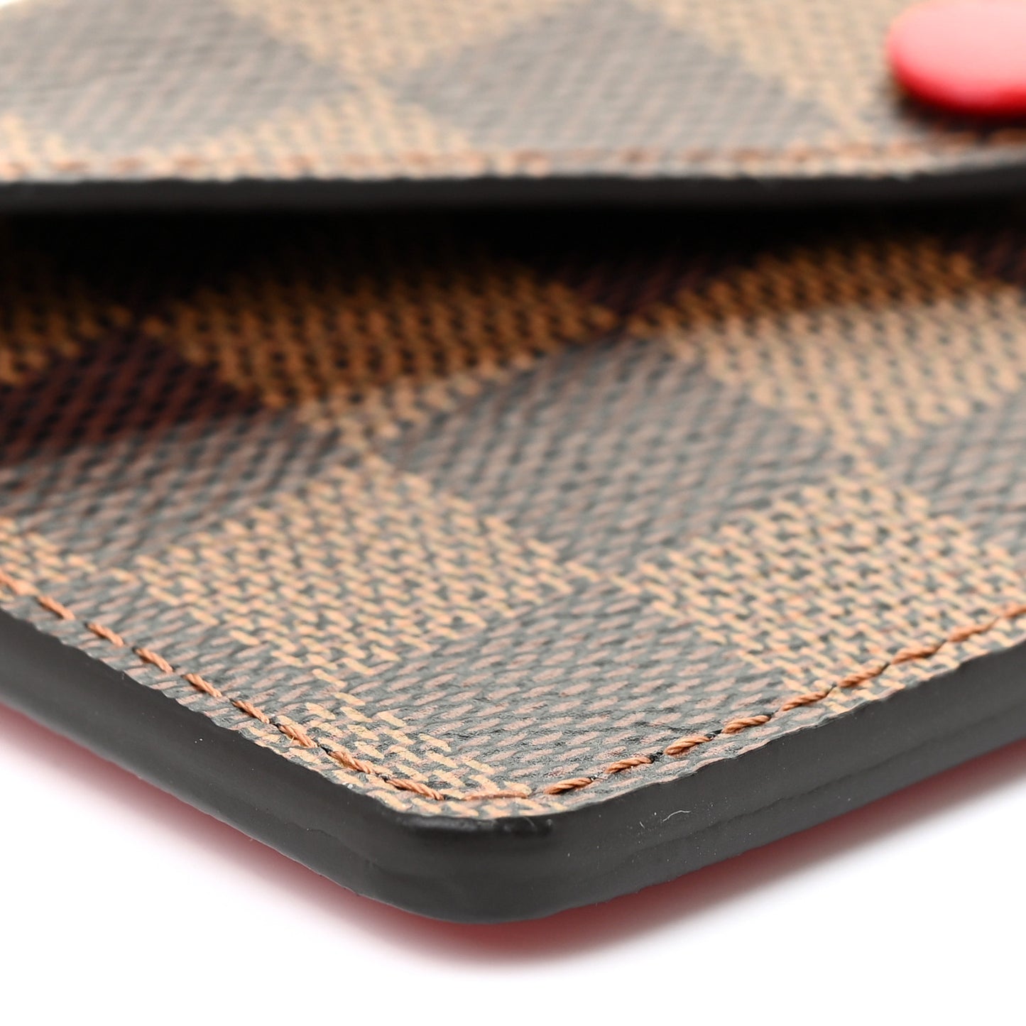 Damier Ebene Recto Verso Card Holder Red