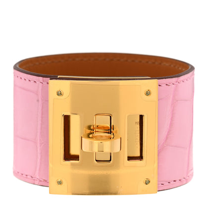Hermes Matte Alligator Kelly Dog Bracelet T2 5P Pink 1 of 7