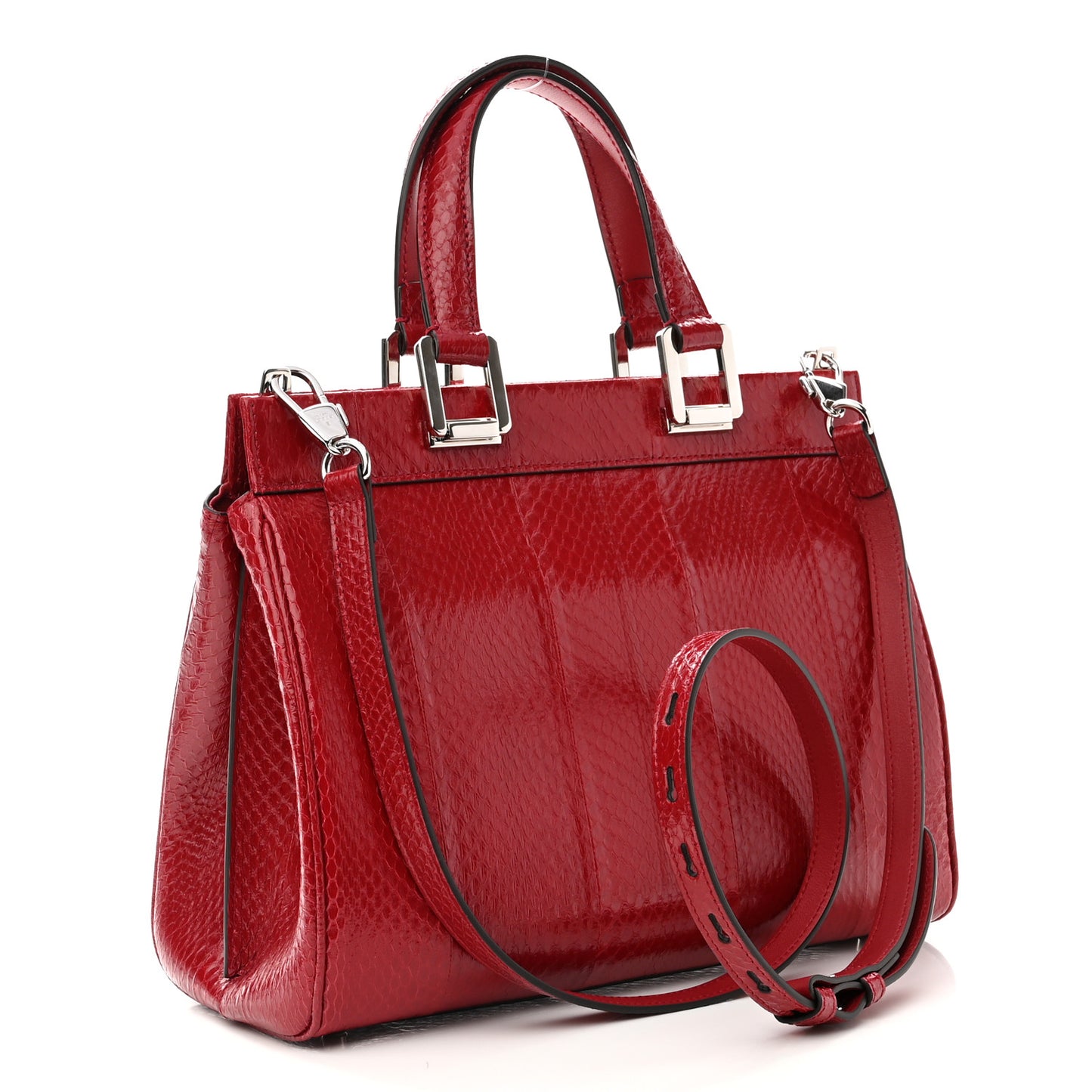 Snakeskin Small Zumi Top Handle Bag Romantic Cerise