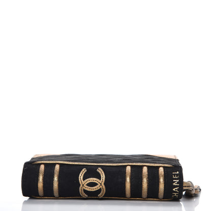 Chanel Suede Quilted Bible Book CC Clutch Black 5 of 8