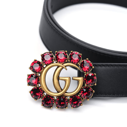 Gucci Calfskin Crystal Double G 30mm Belt 80 32 Black 4 of 5