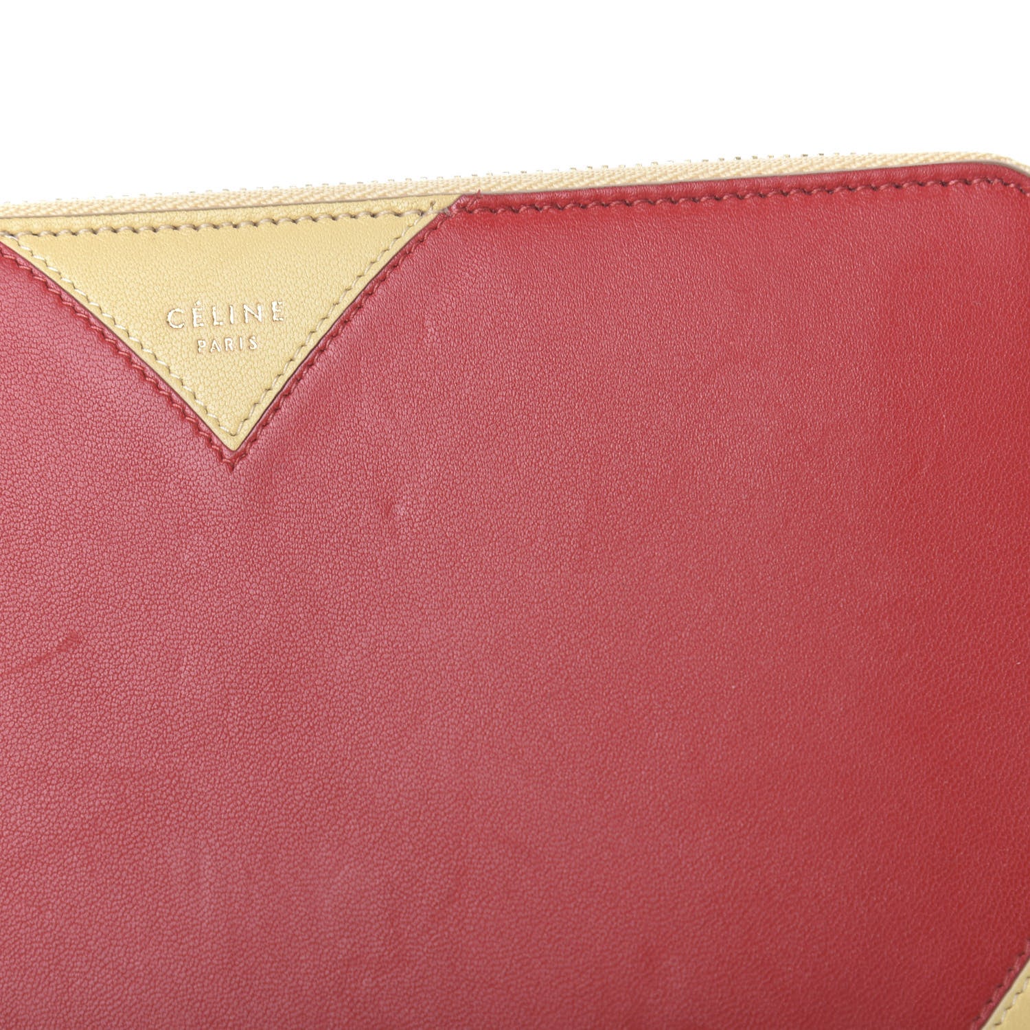 Celine Goatskin Bi-Color Large Zip Around Multifunction Coeur Wallet Nude Red 10 of 13