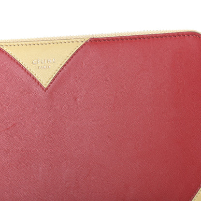 Celine Goatskin Bi-Color Large Zip Around Multifunction Coeur Wallet Nude Red 10 of 13