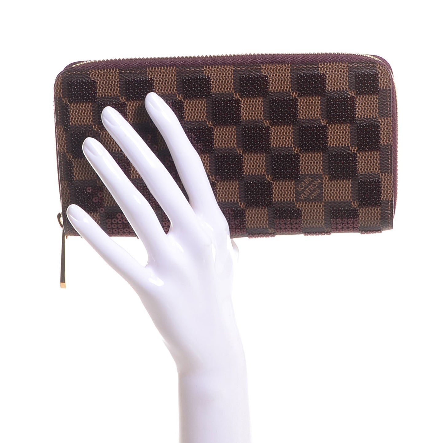 Damier Paillettes Zippy Wallet Red