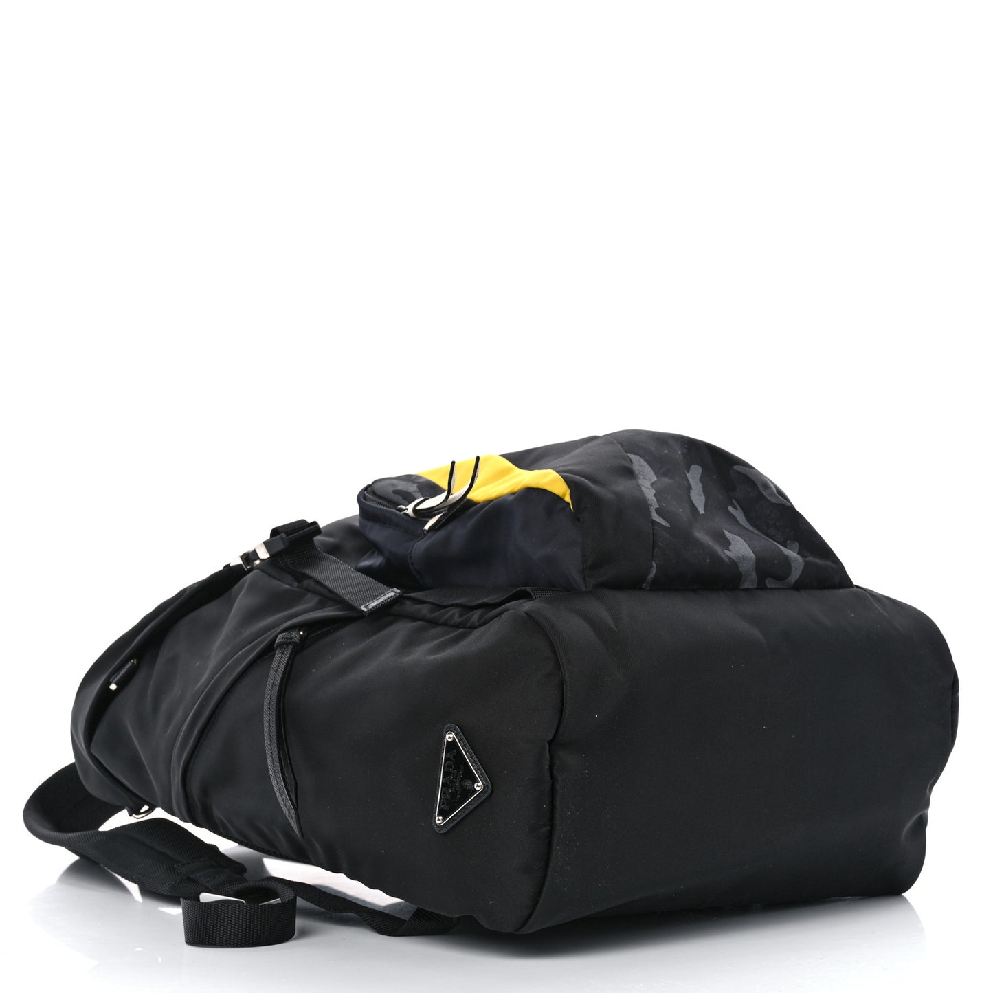 Re-Nylon Saffiano Camouflage Print Logo Double Buckle Backpack Blue