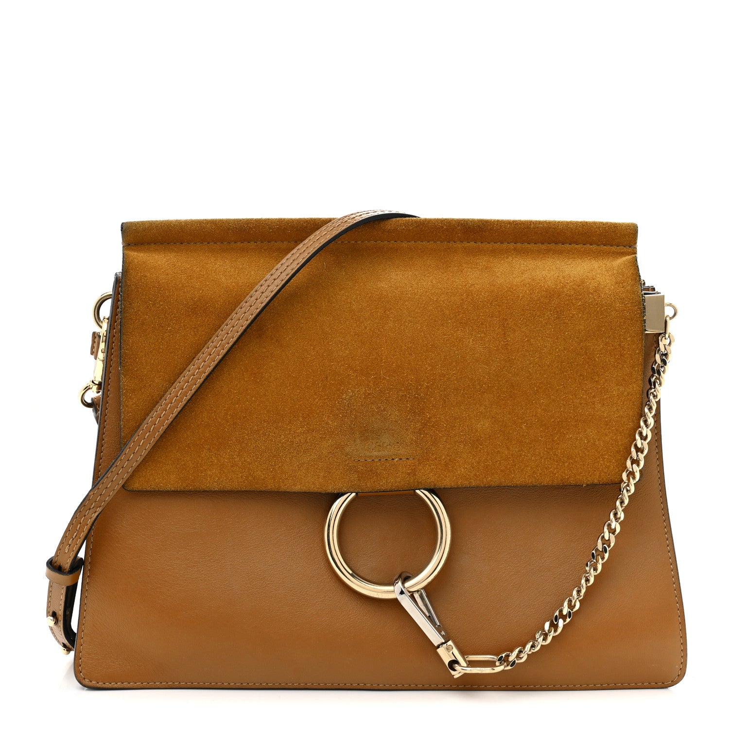 Chloe Suede Calfskin Medium Faye Shoulder Bag Mustard Brown 1 of 15