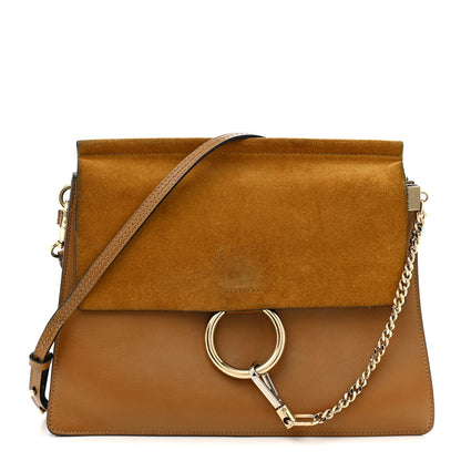 Chloe Suede Calfskin Medium Faye Shoulder Bag Mustard Brown 1 of 15