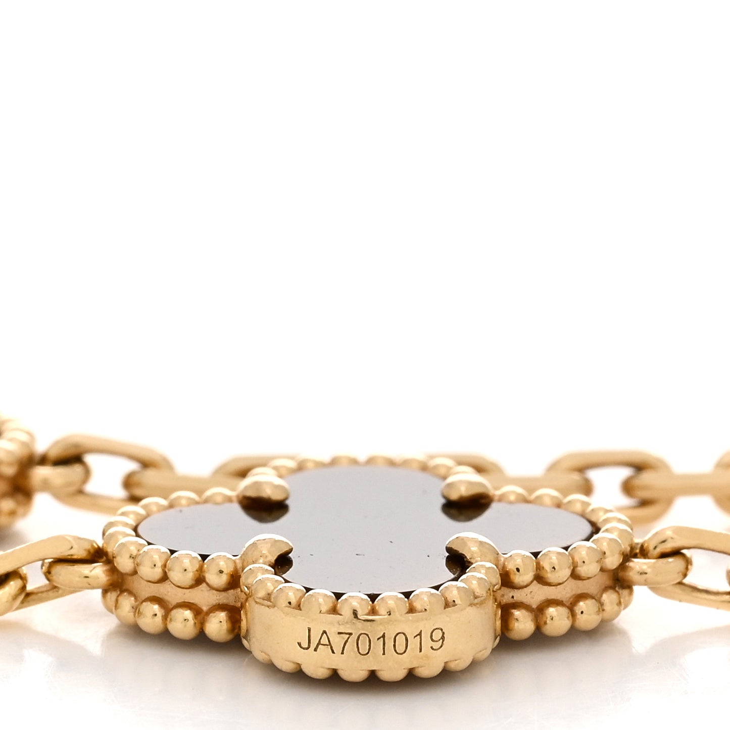 18K Yellow Gold Tiger Eye 5 Motifs Vintage Alhambra Bracelet