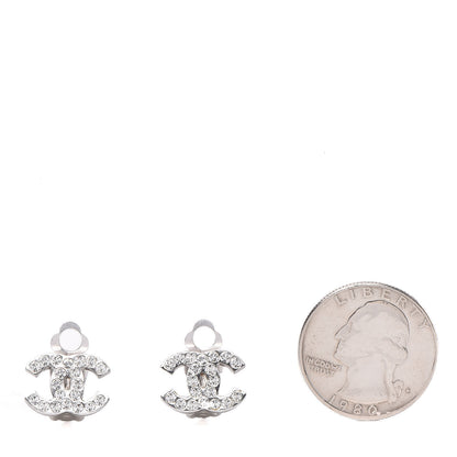 Chanel Crystal CC Clip On Earrings Silver 2 of 6