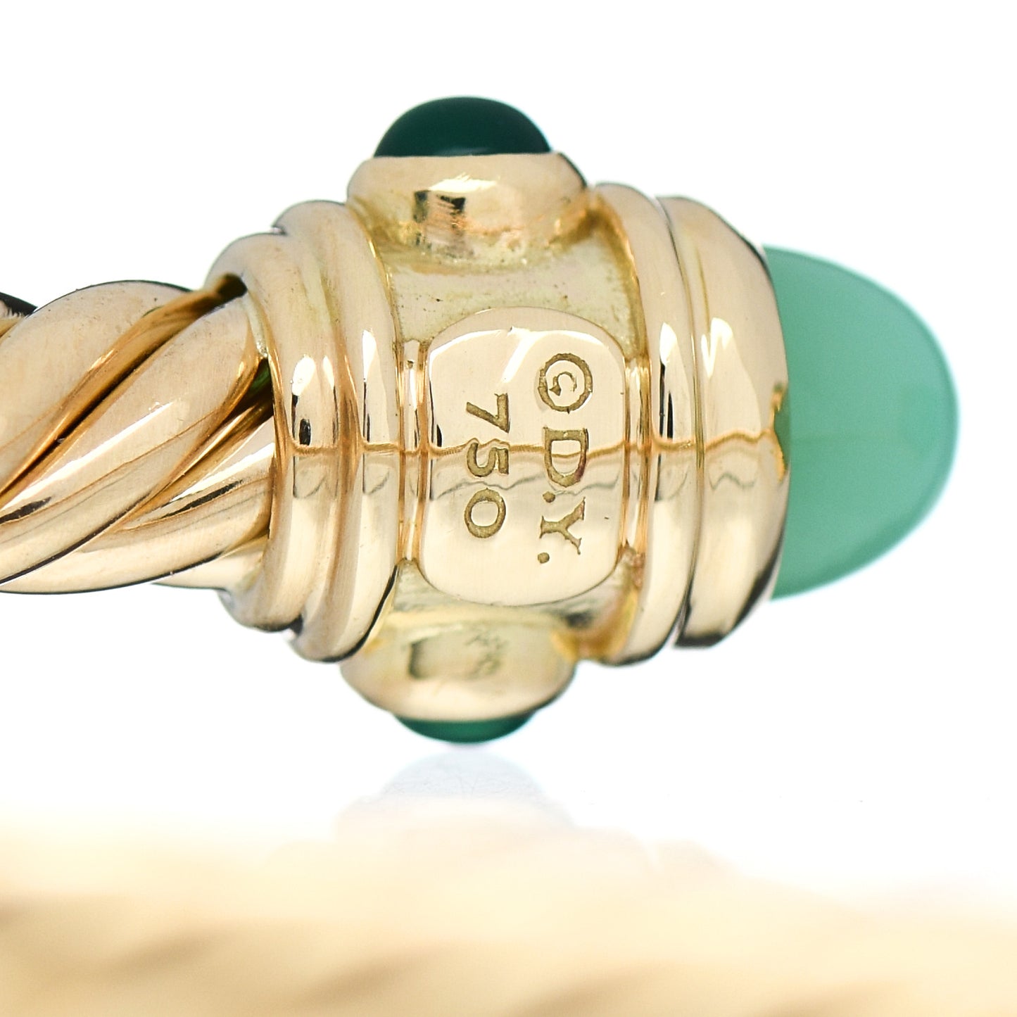18K Yellow Gold Chrysoprase Peridot Chalcedony 5mm Renaissance Bracelet