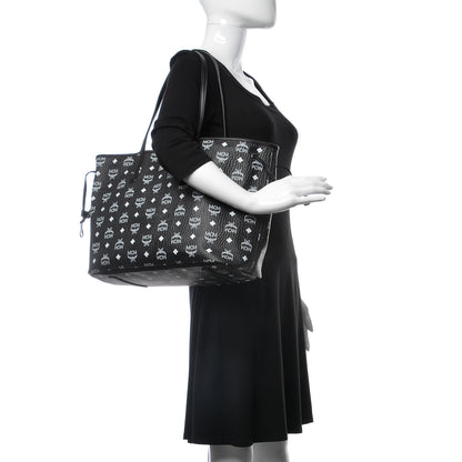 MCM Visetos Medium Reversible Shopper Tote Black 3 of 12