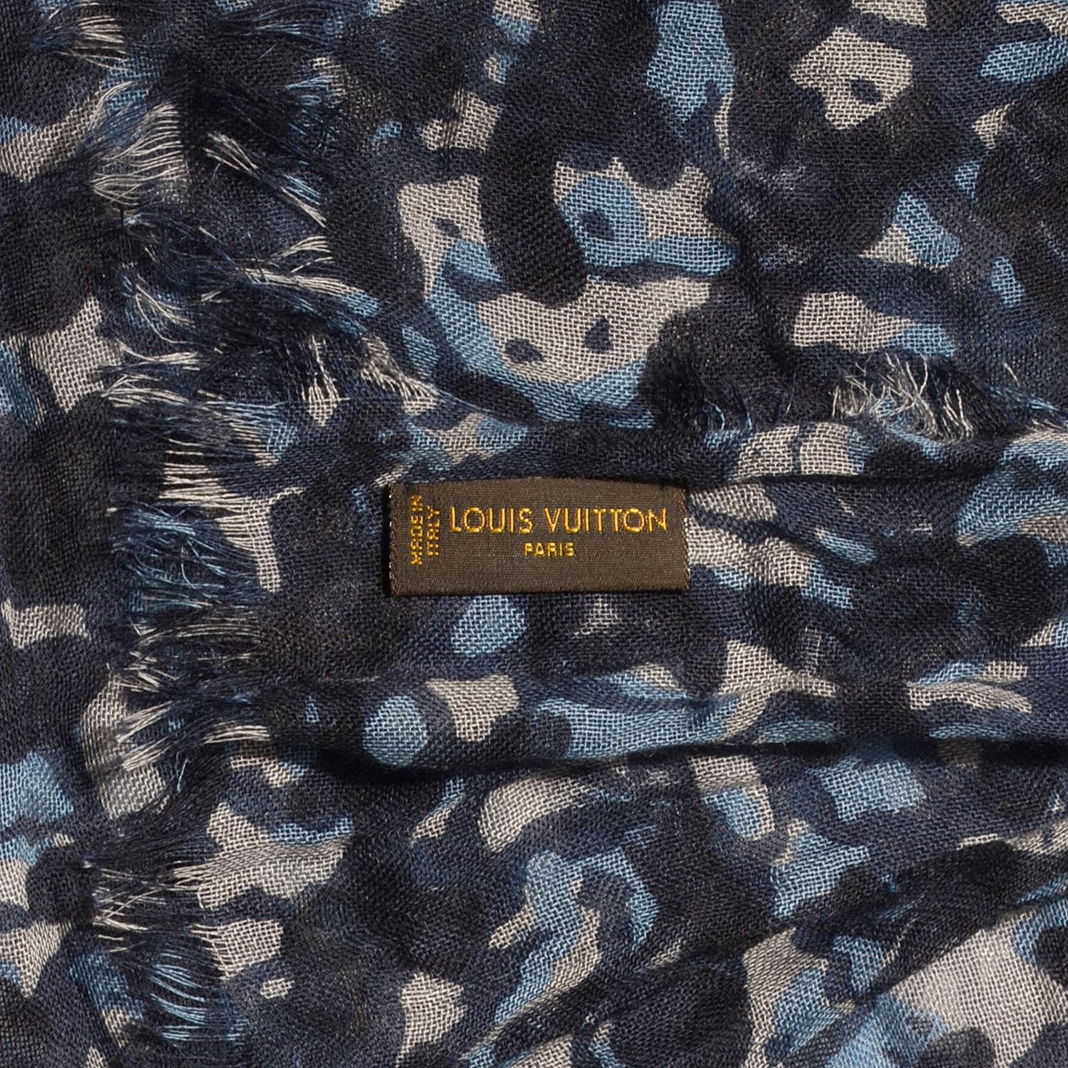 Louis Vuitton Cashmere Silk Lezard Etole Stole Blue 6 of 7