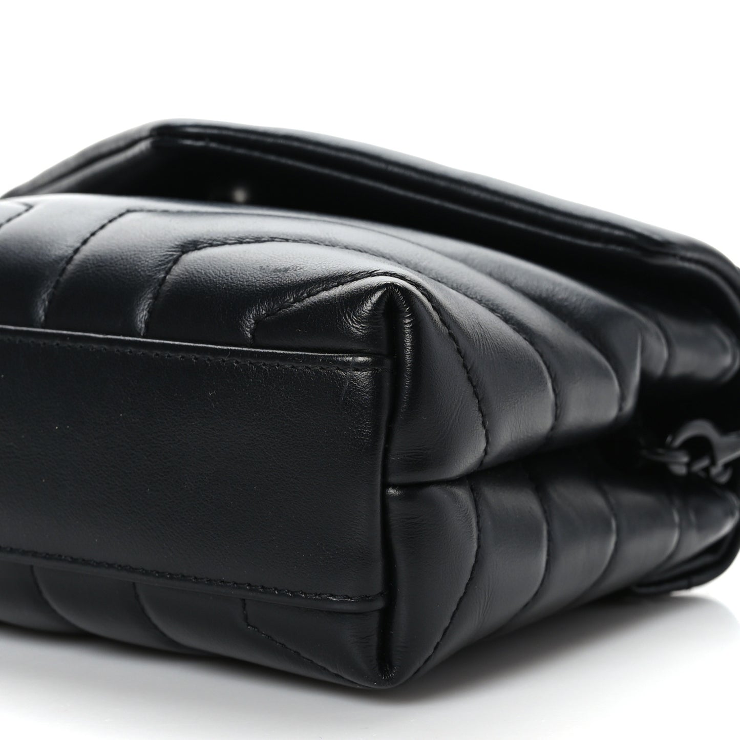 Calfskin Y Quilted Monogram Monochrome Toy Loulou Crossbody Bag Black