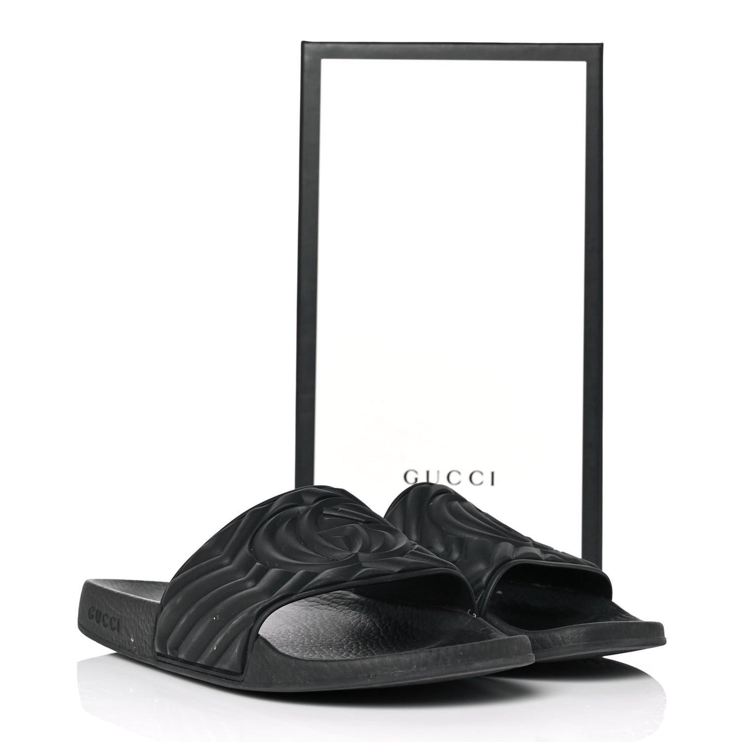 Rubber Matelasse Womens Slide Sandals 41 Black