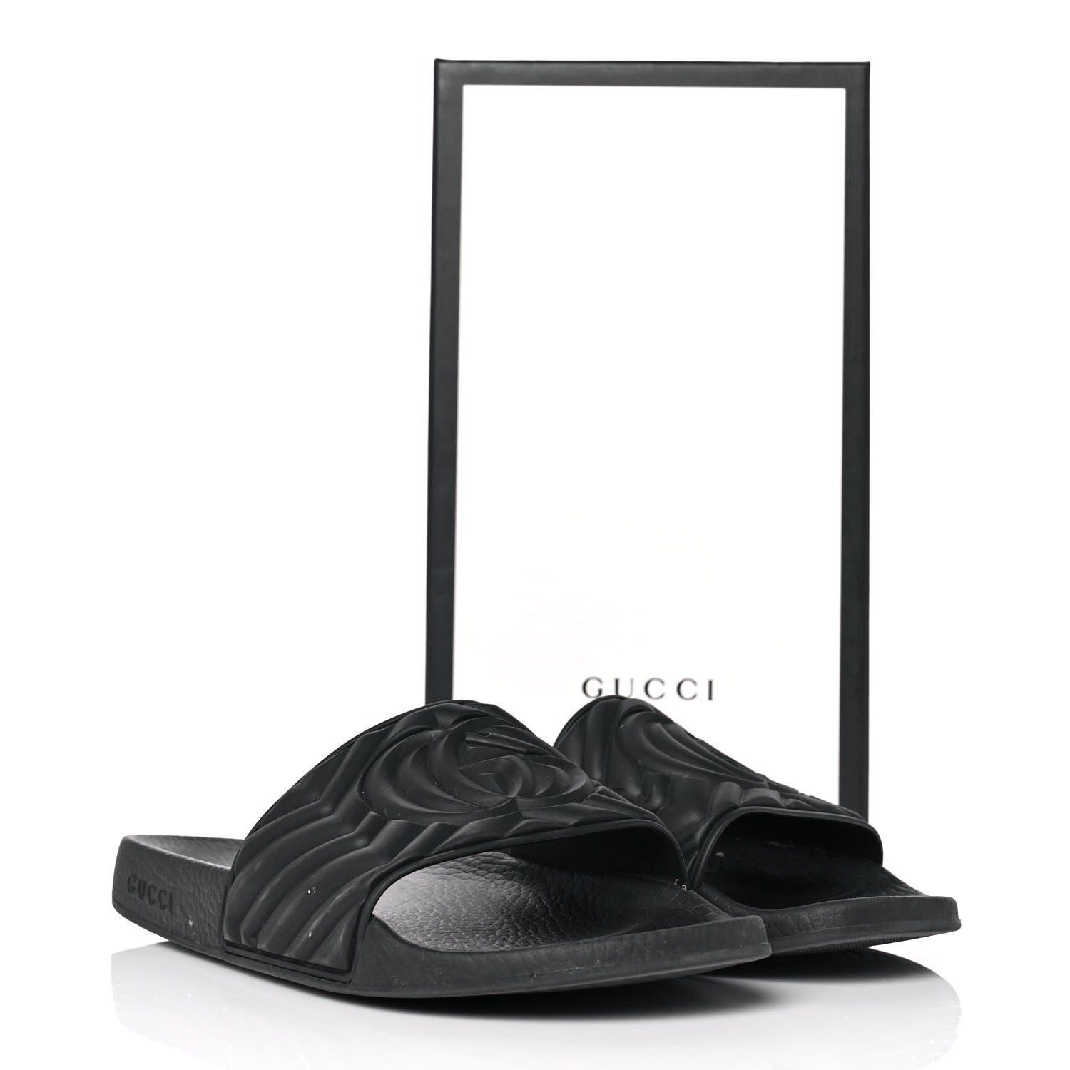 Gucci Rubber Matelasse Womens Slide Sandals 41 Black 8 of 8