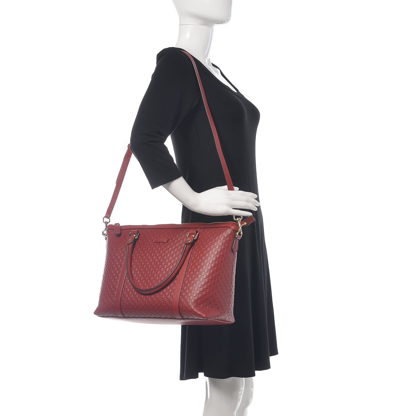 Soft Microguccissima Medium Zippered Satchel Rosso