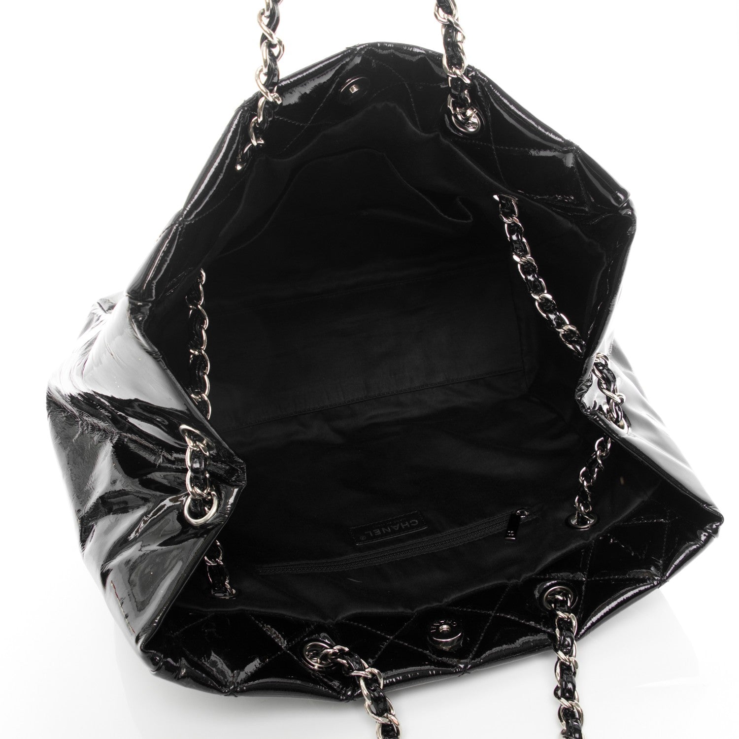 Chanel Patent Quilted Large Cells Tote Black 5 of 7