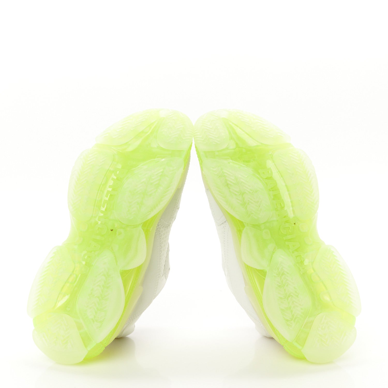 Balenciaga Fabric Mesh Clear Sole Fluo Womens Triple S Sneakers 38 White Fluo Yellow 5 of 9