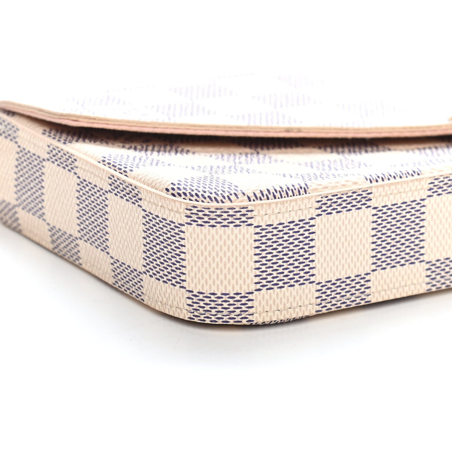 Damier Azur Pochette Felicie Chain Wallet Rose Ballerine