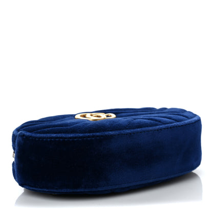 Gucci Velvet Matelasse GG Marmont Belt Bag 95 38 Cobalt Blue 3 of 8