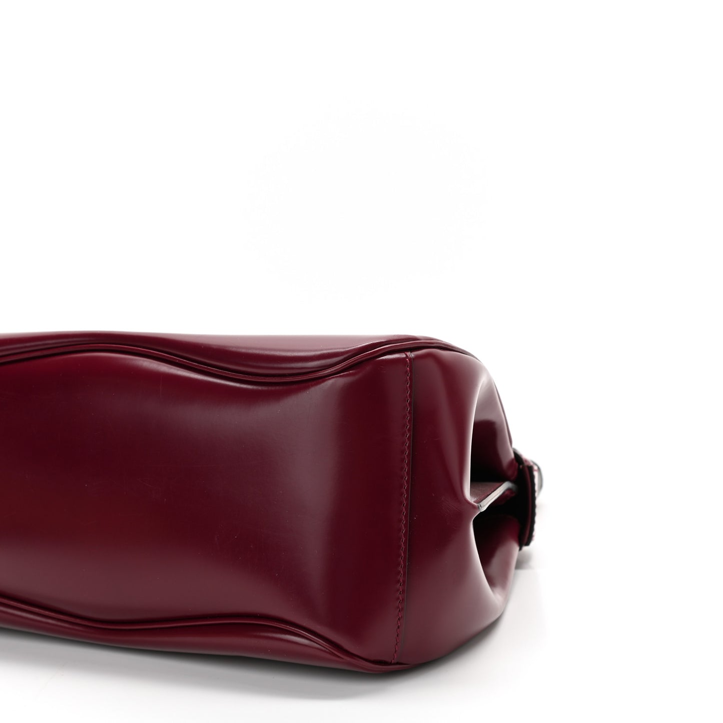 Regent Calfskin Bamboo Medium Lady Lock Top Handle Bag Purple Wine