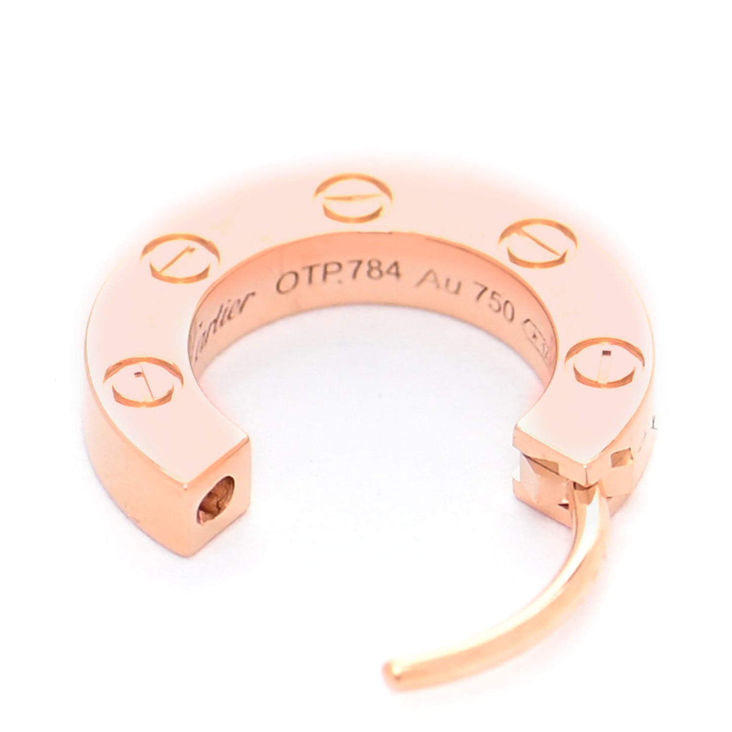18K Pink Gold Single LOVE Hoop Earring
