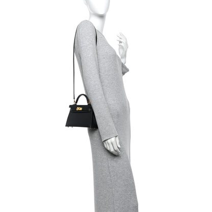 Hermes Epsom Mini Kelly Sellier 20 Black 2 of 10