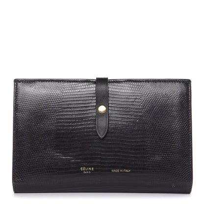 Celine Lizard Calfskin Large Multifunction Strap Wallet Black 1 of 14