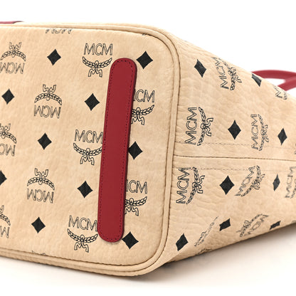 MCM Visetos Medium Liz Reversible Shopper Tote Beige Red 10 of 15