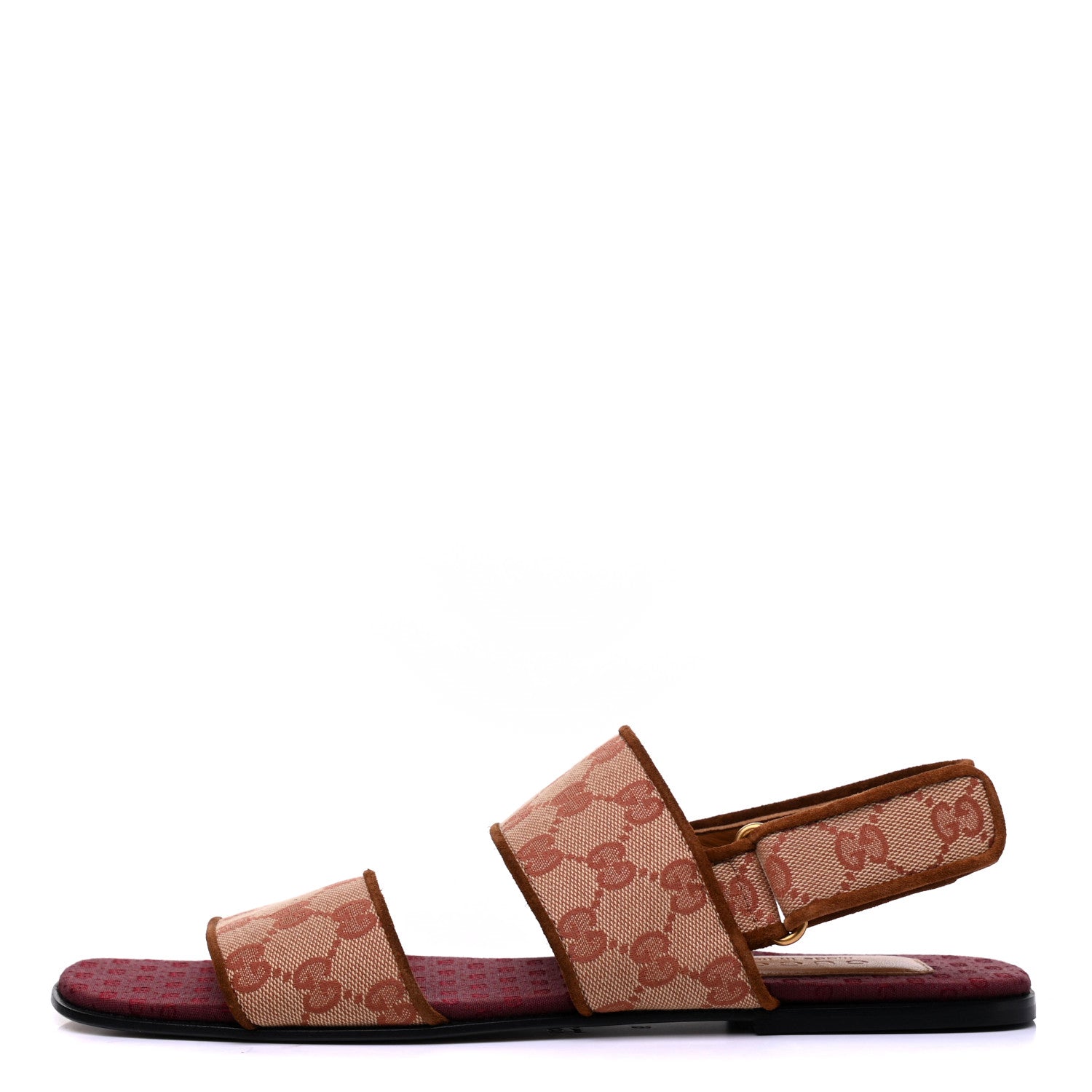 Gucci Canvas GG Monogram Mens Slingback Flat Sandals 9 Beige Ruggine Cuir 1 of 8