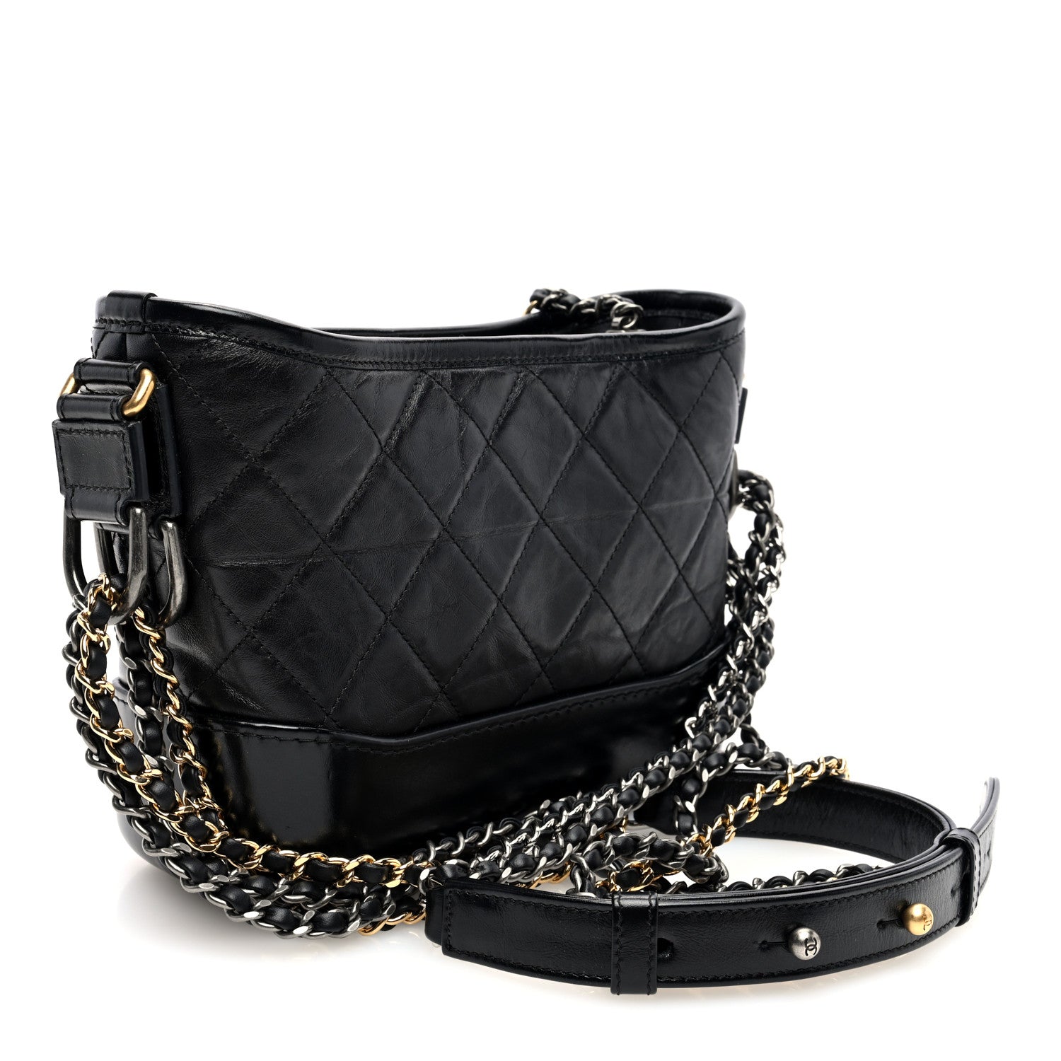 Chanel Aged Calfskin Quilted Small Gabrielle Hobo Black 3 of 10