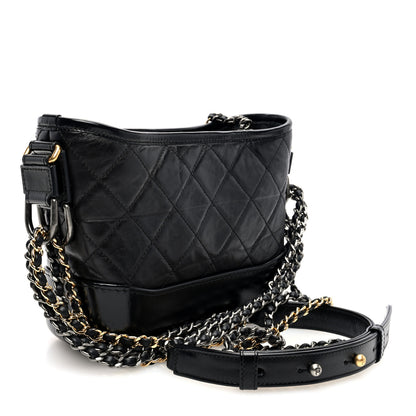 Chanel Aged Calfskin Quilted Small Gabrielle Hobo Black 3 of 10