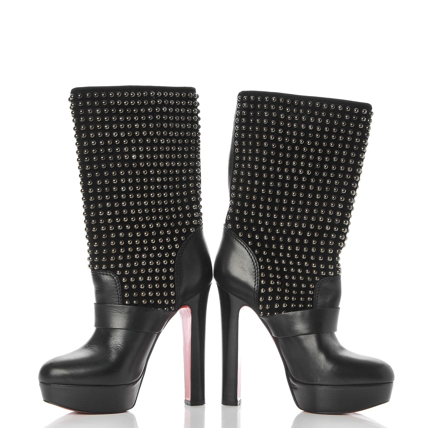 Calfskin VIP Suede Marisa 140 Studded Boots 37.5 Black
