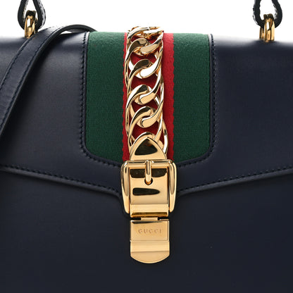 Gucci Calfskin Medium Sylvie Top Handle Bag Blue 8 of 10