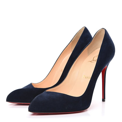 Christian Louboutin Veau Velours Corneille 100 Pumps 37 Navy 3 of 10