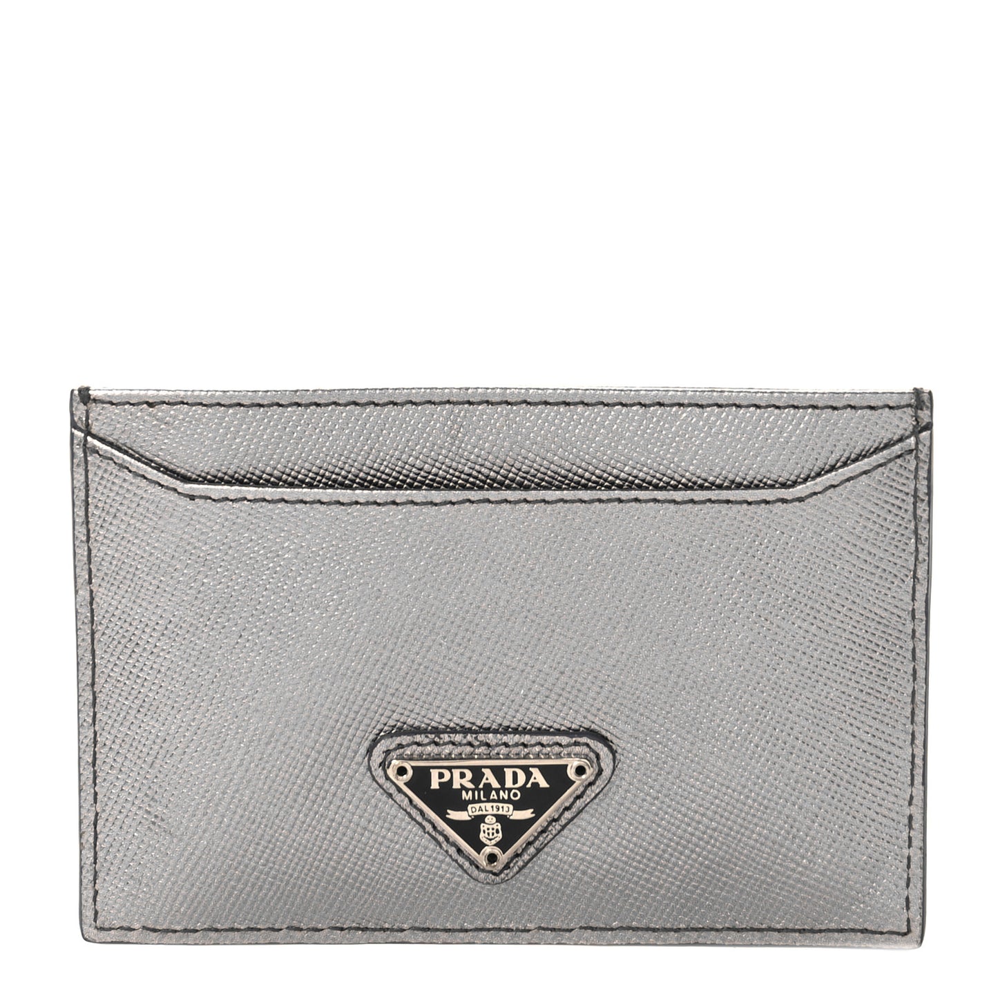 Metallic Saffiano Metal Card Case Cromo