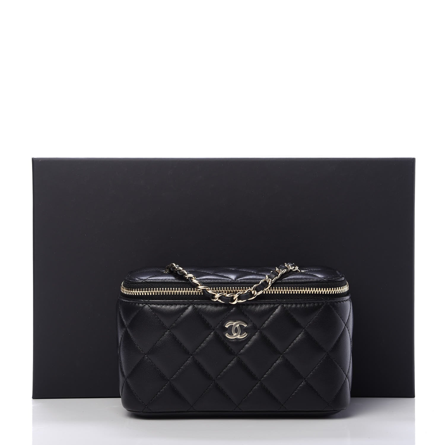 Chanel Lambskin Quilted Small Vanity Case With Chain Black 11 of 11