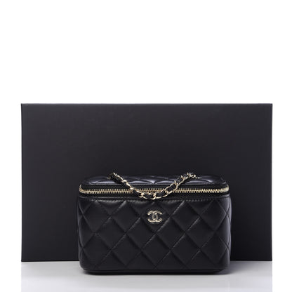 Chanel Lambskin Quilted Small Vanity Case With Chain Black 11 of 11