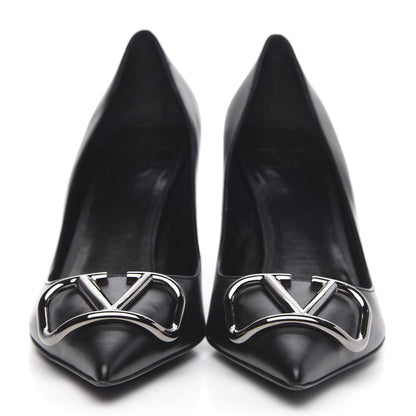 Valentino Garavani Calfskin Vlogo Signature 80mm Pumps 37.5 Black 2 of 8