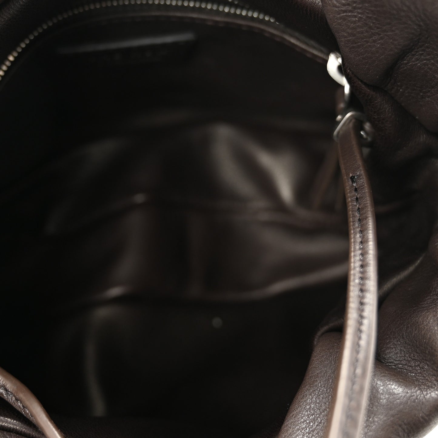 Grained Calfskin Bourse Clutch Dark Brown