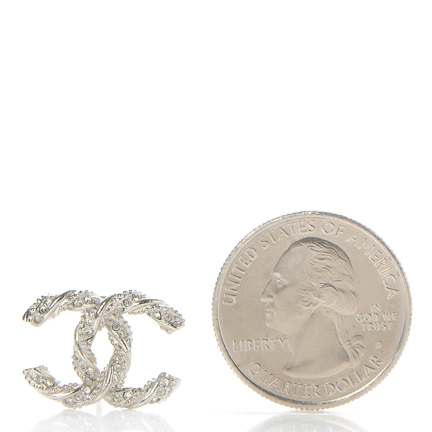 Chanel Crystal CC Twisted Earrings Silver 2 of 5