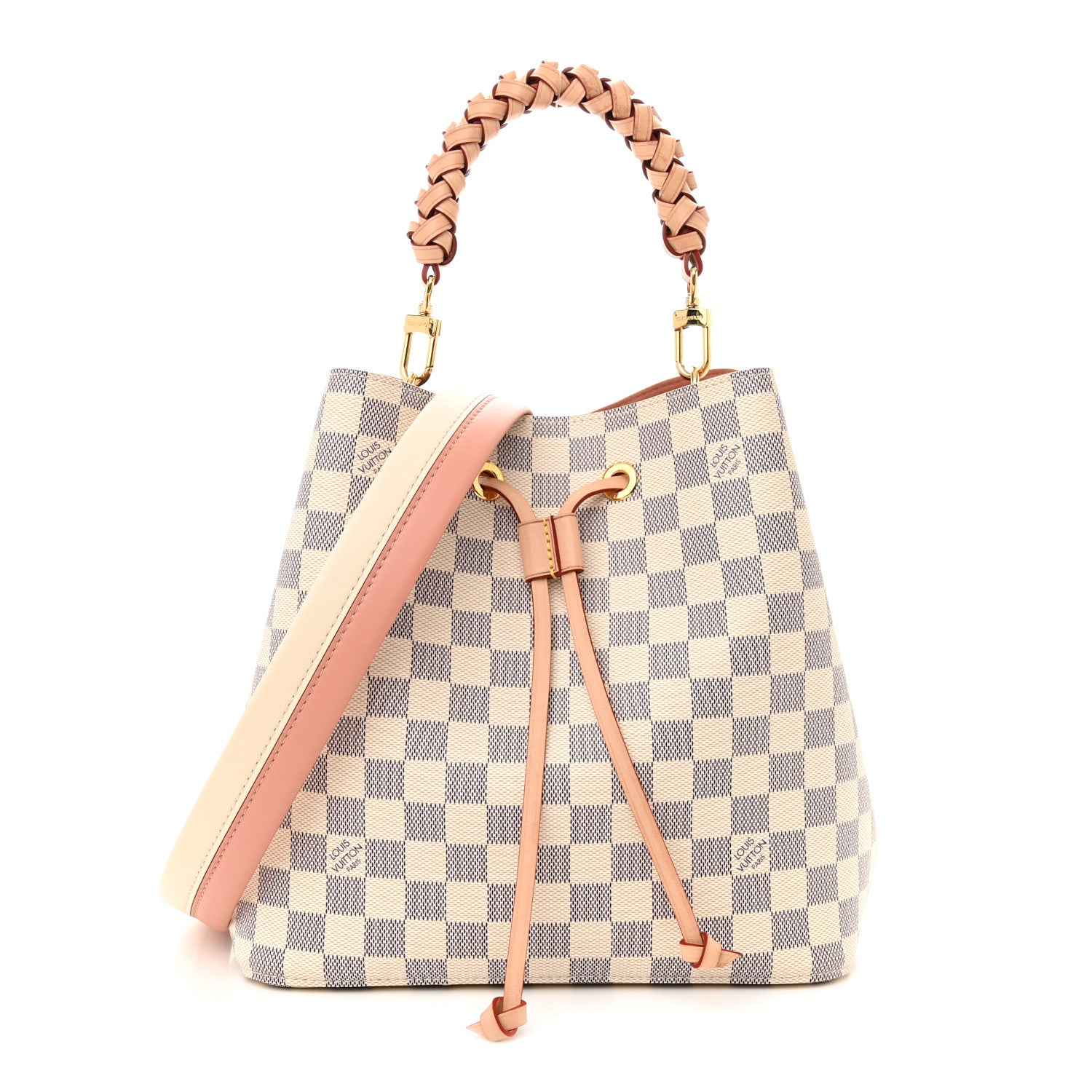 Louis Vuitton Damier Azur Braided Neonoe MM Peach Cream 1 of 10