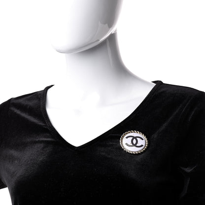 Chanel Enamel CC Brooch White Gold 2 of 5