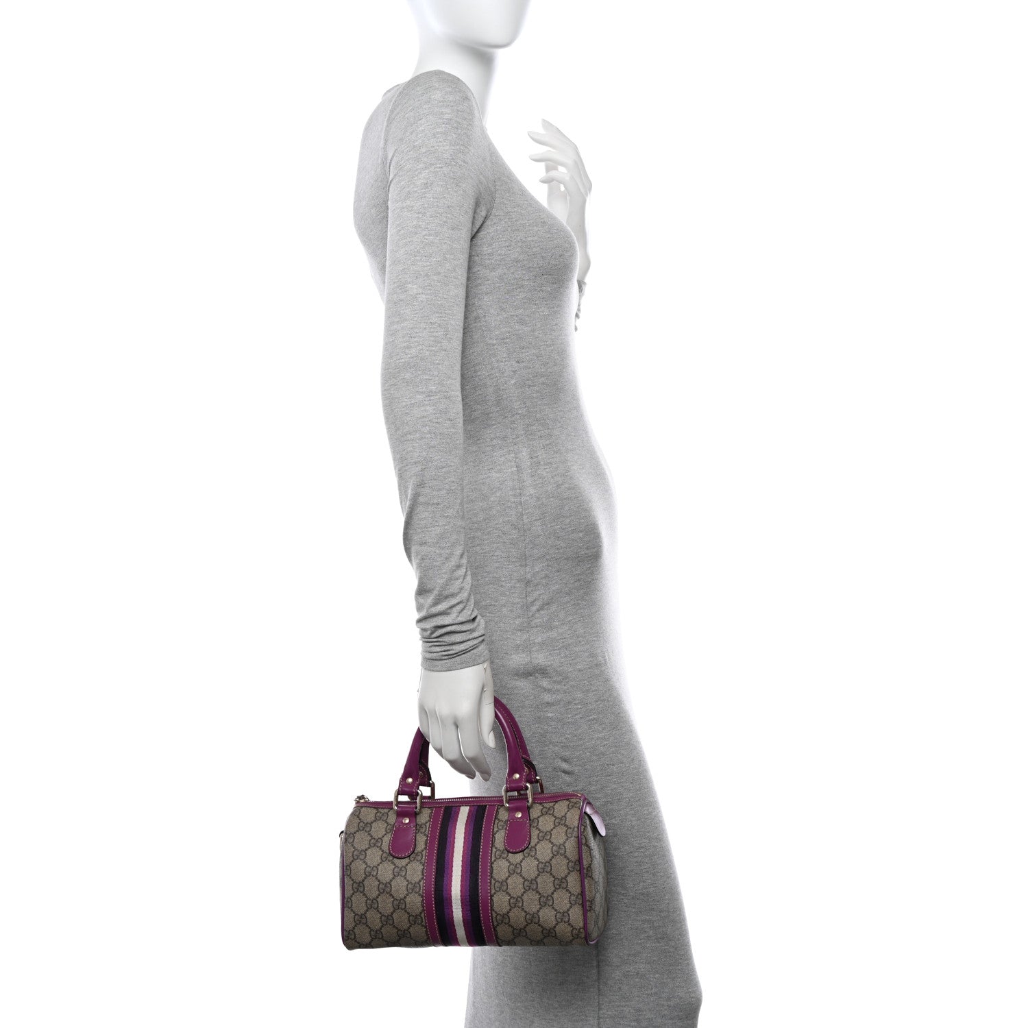Gucci Monogram Vintage Web Small Boston Purple 2 of 12