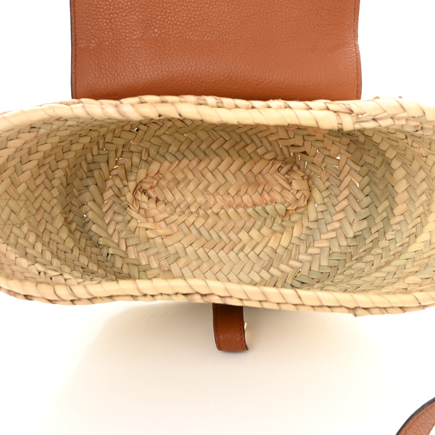 Raffia Calfskin Marcie Basket Tan
