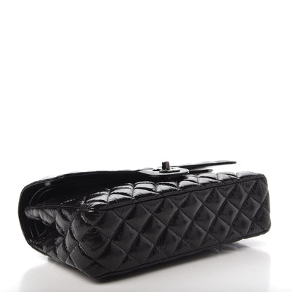 Chanel Shiny Crumpled Calfskin Quilted Medium Double Flap So Black 4 of 11